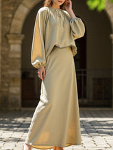 Loose top and wide skirt two-piece suit